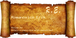 Romanovics Erik névjegykártya